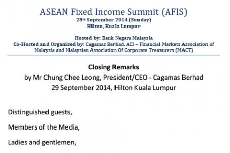 ASEAN Fixed Income Summit, 29 September 2014 - Closing Remarks/Conclusion